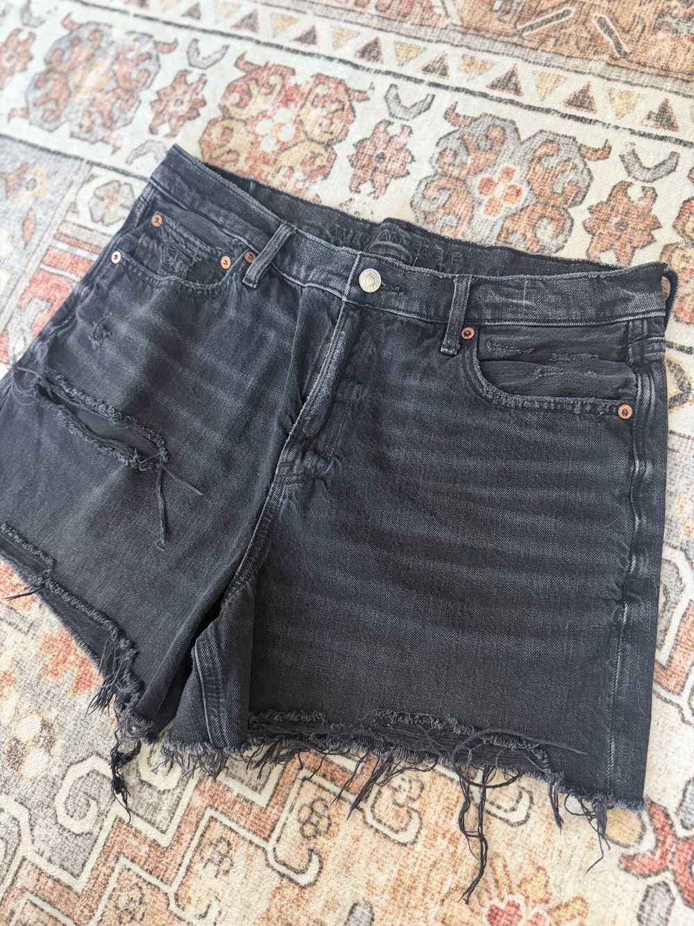 American Eagle Outfitters Black Distressed Denim Cutoff Shorts